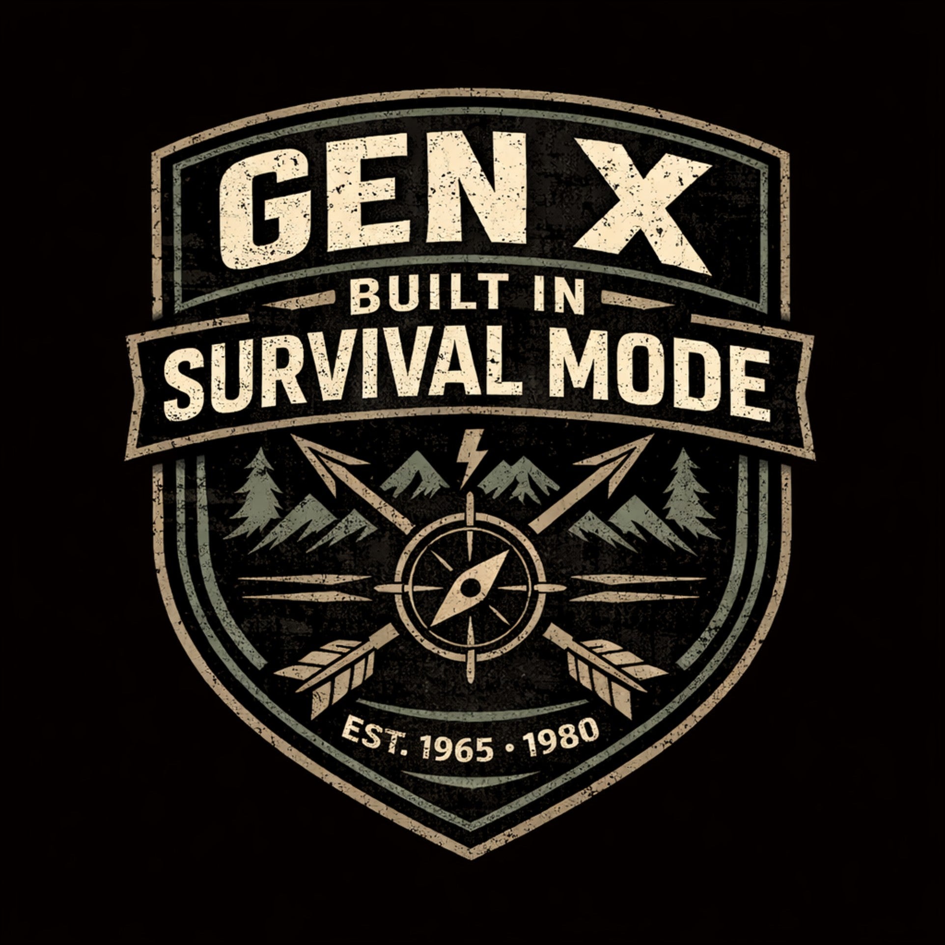 Logo with 'GEN X Built in Survival Mode' text on a black background