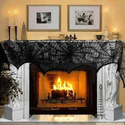 Show your spooky style with this mysterious Black Lace Spider Web Tablecloth. Its intricate black lace web pattern will bring a unique touch of sophistication to your Halloween decor and is perfect for creating an eerie atmosphere! Unleash your inner boldness and challenge your guests with the unexpected.