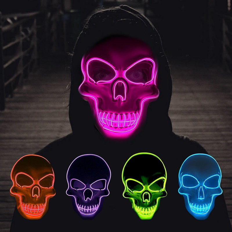 Bring your Halloween costume to the next level with our LED Glowing Skeleton Mask! Light up your spooky look with the eerie glow of this mask and make your costume unforgettable.