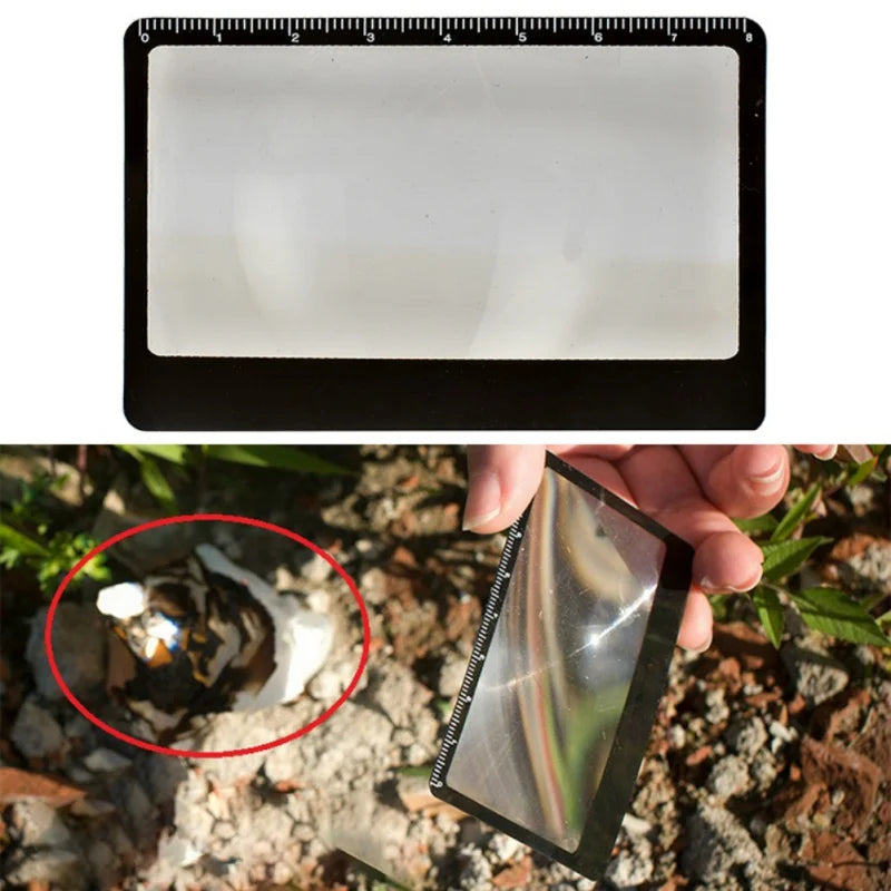 The Magnifying Glass Card Fire Starting Lens is the essential item for your bug out bag and emergency kit. This incredibly compact and lightweight magnifying lens is perfect for building fires in any outdoor setting. Put it in your pocket and enjoy lightweight, powerful magnification!