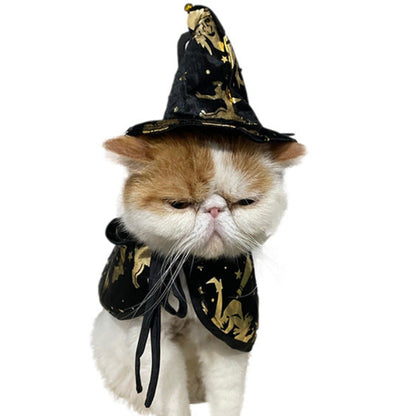 Witch or Wizard Cloak and Hat Costume for Small Pets
