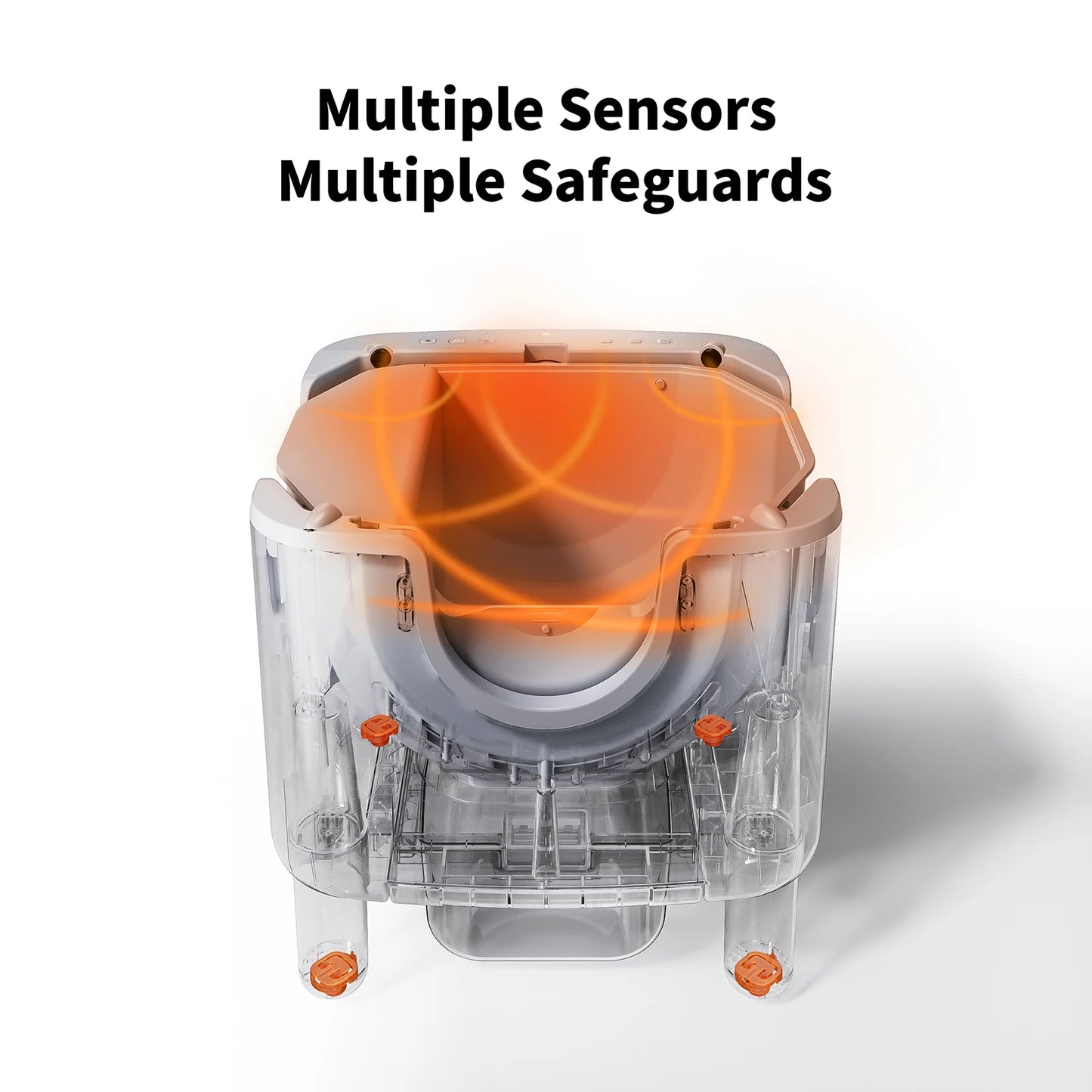 Product with sensors and safeguards on a white background