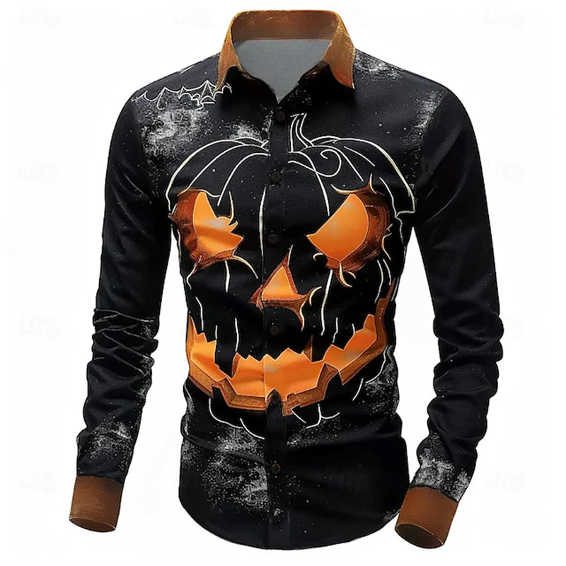 46731423056104|46731423088872|46731423121640|467 Unleash your adventurous side with our Halloween Fashion 3D Print Long Sleeve Buttoned Shirts! Stand out from the crowd with bold 3D prints and stay comfortable with long sleeves and button-down design.31423154408|46731423187176