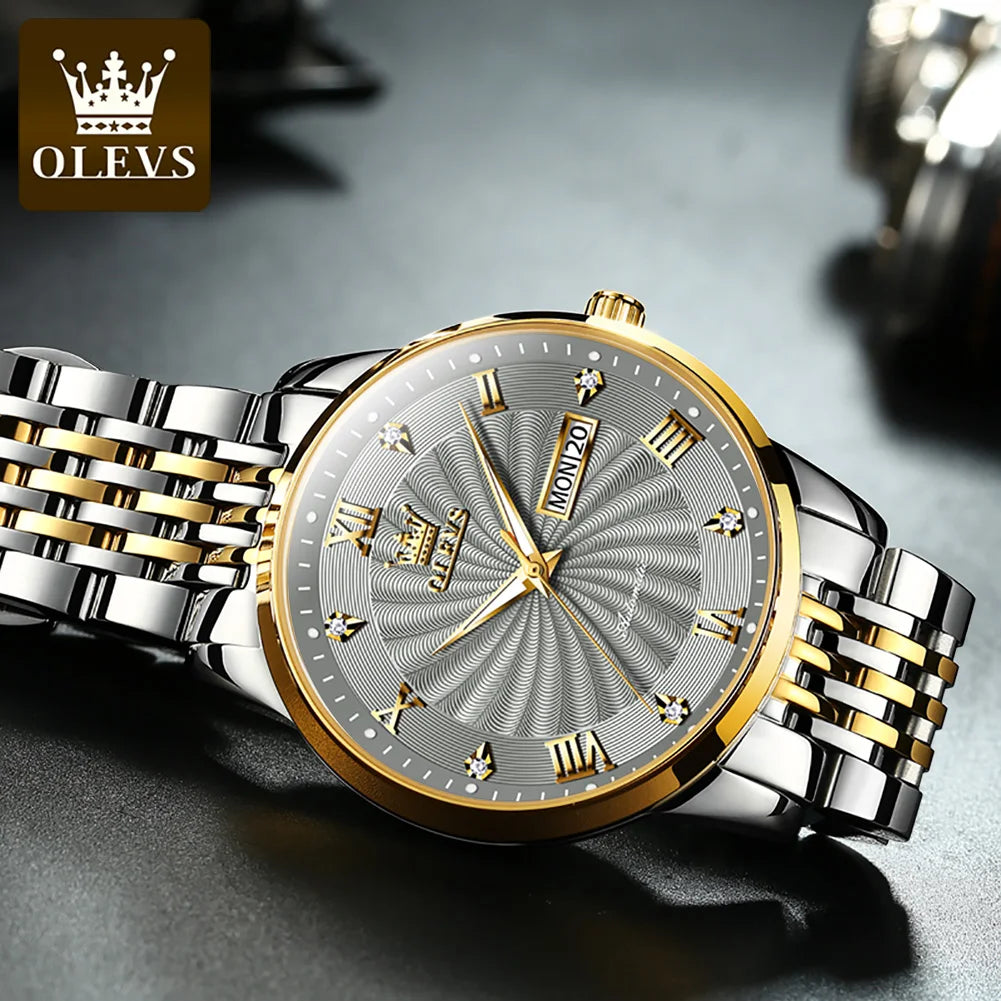 Experience the ultimate in luxury and style with the OLEVS Stainless Steel Watch for Men. Made from high-quality stainless steel, this watch boasts a sleek and modern design that will elevate any outfit. With its precise timekeeping and durable construction, this watch is sure to be a valuable addition to your collection.