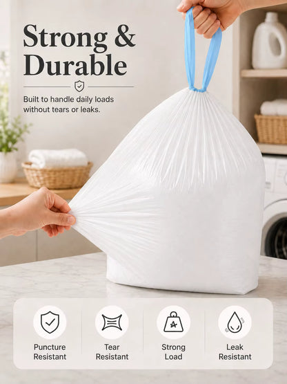Heavy Duty Scented 1ML White Trash Bags With Blue Drawstrings