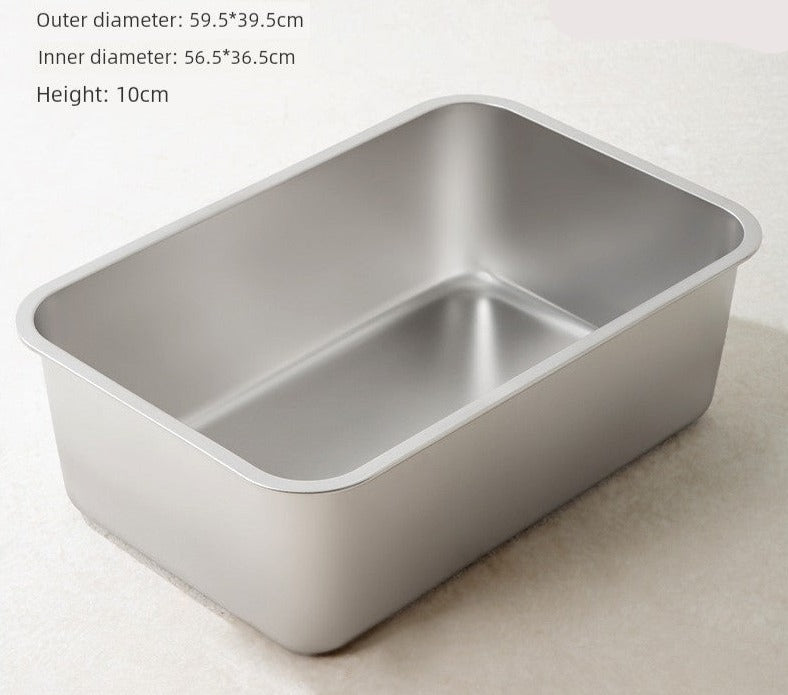 46134637428968 Reduce odors with this Stainless Steel Splash-Proof Cat Litter Box. Its durable design prevents smells from permeating into the metal, unlike plastic alternatives. Keep your home smelling fresh while providing your cat with a hygienic litter box. Expertly crafted to last and eliminate unpleasant odors.