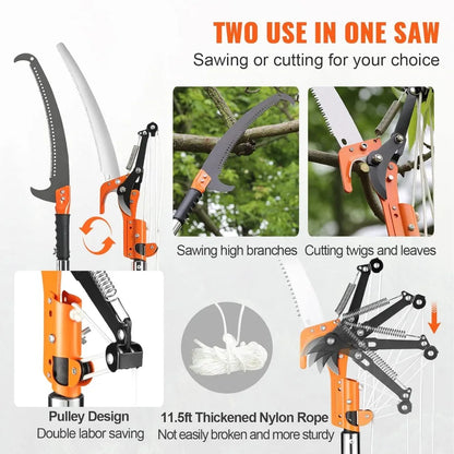Transform your gardening experience with our Manual 7.3-27 ft Extendable Sharp Steel Tree Pruner. Its durable and sharp steel blades allow for efficient cutting, while the 7.3-27 ft extendable handle allows you to reach high branches without a ladder. Say goodbye to difficult pruning and hello to effortless gardening!