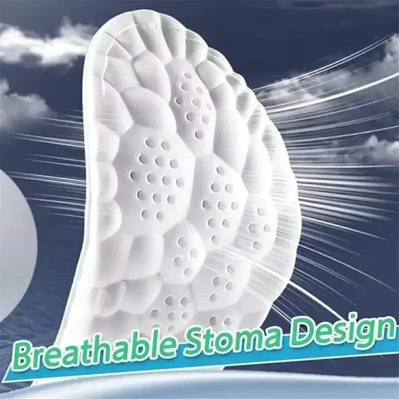 White shoe sole with breathable design on a blue background