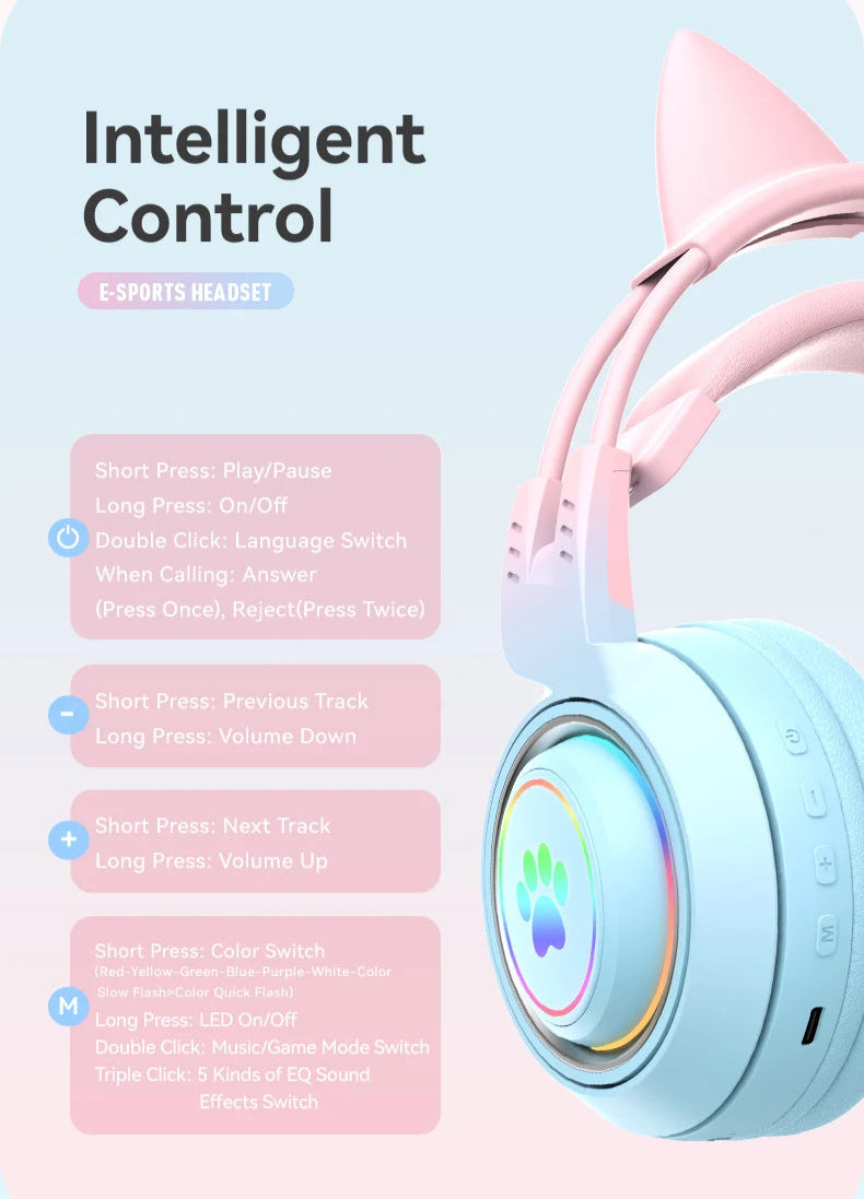 Enhance your audio experience with these Cute Antlers/Cat Ear Wireless Bluetooth Headphones. Stay connected without the hassle of wires and enjoy a playful design with antlers or cat ears to make a statement. 