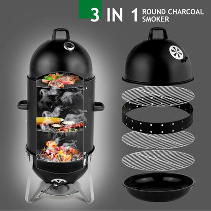 Heavy Duty Three Layered Steel Charcoal Smoker