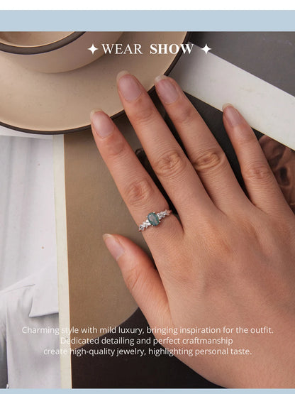 Natural Moss Agate 925 Sterling Silver Ring