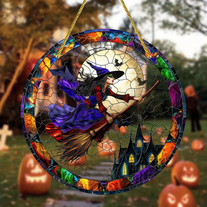 Transform your space with the bewitching charm of our Stained Glass Halloween Witch Suncatcher. The intricately crafted stained glass captures the essence of the holiday in a mesmerizing display of light and color. Add a touch of luxury and sophistication to your Halloween décor.