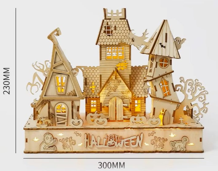 DIY Halloween LED Lighted 3D Wooden Jigsaw Puzzle