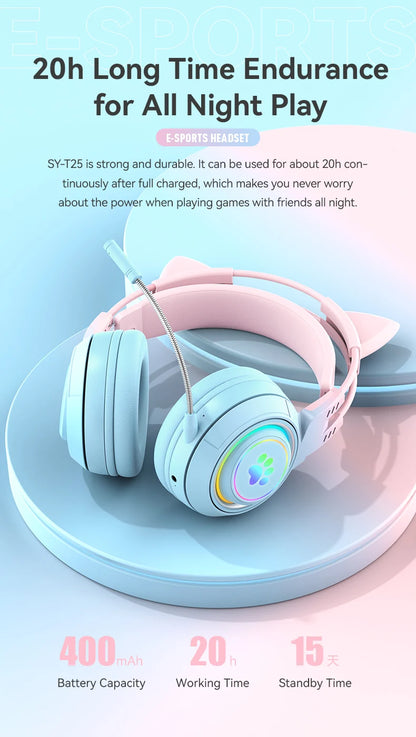 Enhance your audio experience with these Cute Antlers/Cat Ear Wireless Bluetooth Headphones. Stay connected without the hassle of wires and enjoy a playful design with antlers or cat ears to make a statement. 