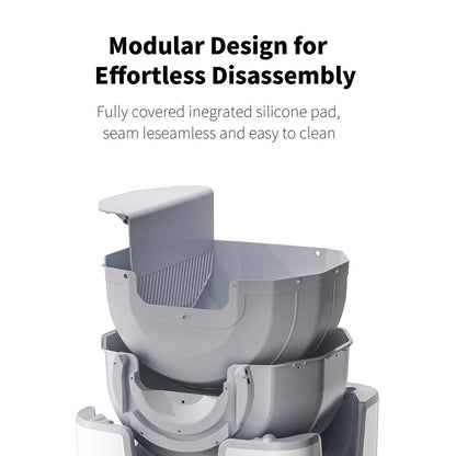 Modular design with silicone pad for effortless disassembly on a white background