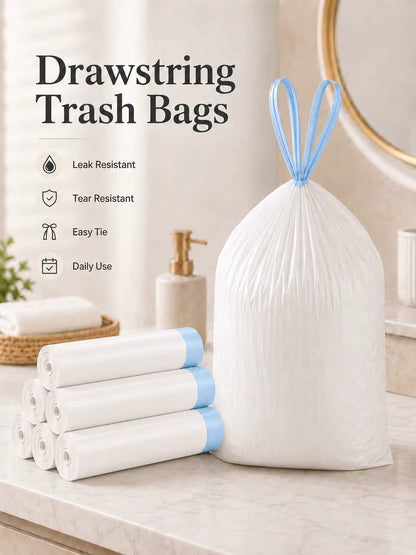 Heavy Duty Scented 1ML White Trash Bags With Blue Drawstrings