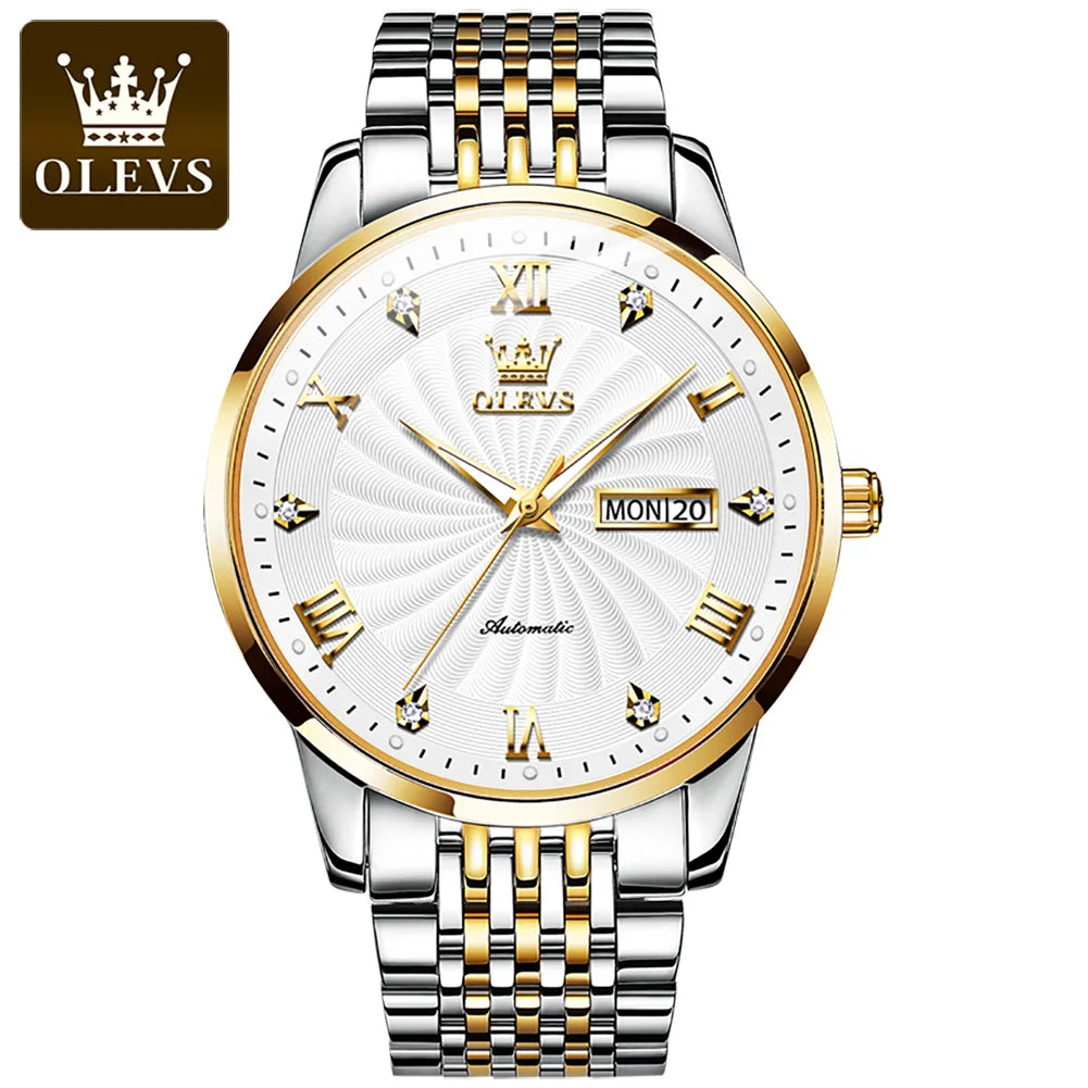 45832597504232 Experience the ultimate in luxury and style with the OLEVS Stainless Steel Watch for Men. Made from high-quality stainless steel, this watch boasts a sleek and modern design that will elevate any outfit. With its precise timekeeping and durable construction, this watch is sure to be a valuable addition to your collection.