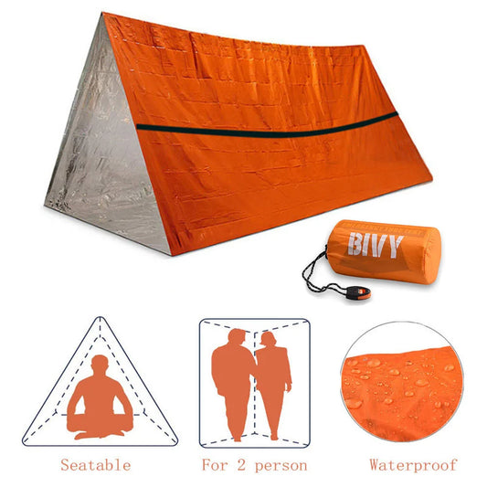 This 2 Person Emergency Shelter Survival Tent is an essential for any emergency kit or bug out bag. The tent provides reliable shelter, security, and temperature control, making it perfect for any outdoor situation. It's designed for maximum comfort and convenience, so you can be sure you're prepared for any emergency.