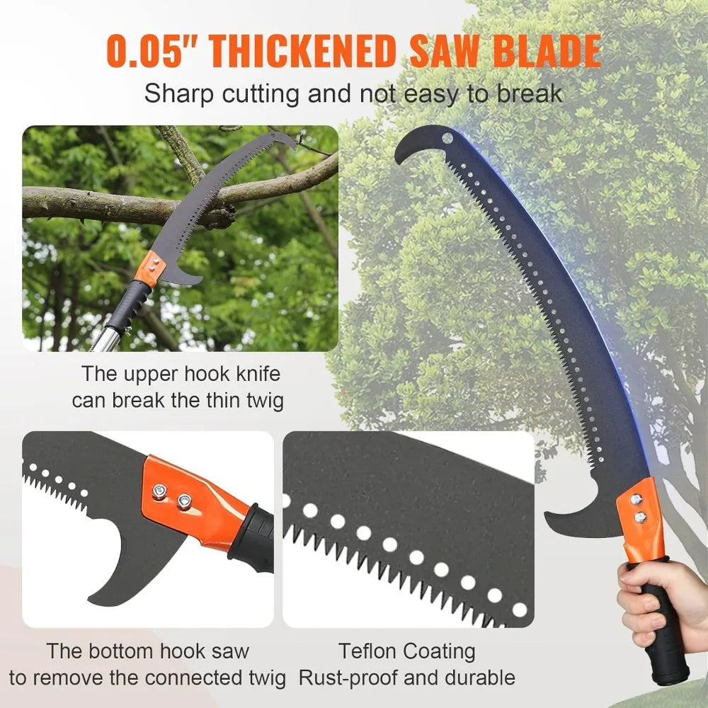 Transform your gardening experience with our Manual 7.3-27 ft Extendable Sharp Steel Tree Pruner. Its durable and sharp steel blades allow for efficient cutting, while the 7.3-27 ft extendable handle allows you to reach high branches without a ladder. Say goodbye to difficult pruning and hello to effortless gardening!