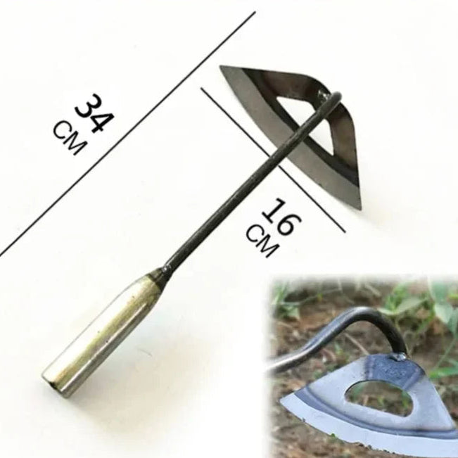 Garden tool with measurements and additional view on a white background