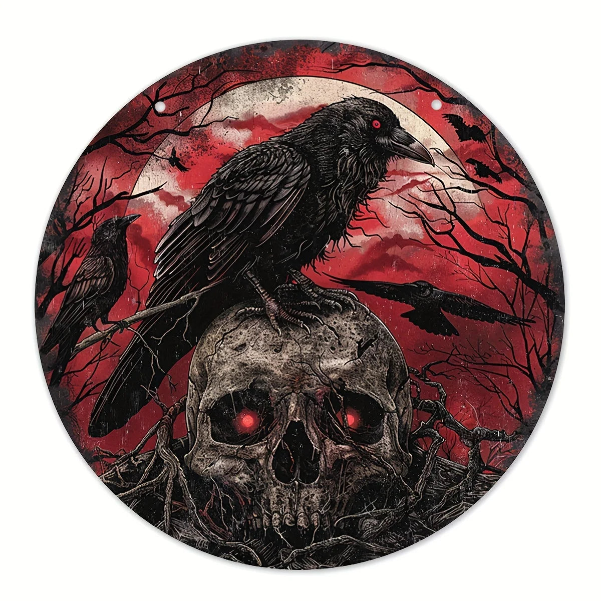 46731342315752|46731342348520 Embrace the eerie with our Halloween Gothic Crow &amp; Skull Decorative Plaque. Summon the daring and fearless side of you and adorn your walls with this chilling décor. This edgy plaque adds just the right amount of spookiness to any room. 