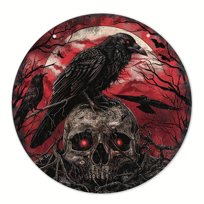 46731342315752|46731342348520 Embrace the eerie with our Halloween Gothic Crow &amp; Skull Decorative Plaque. Summon the daring and fearless side of you and adorn your walls with this chilling décor. This edgy plaque adds just the right amount of spookiness to any room. 