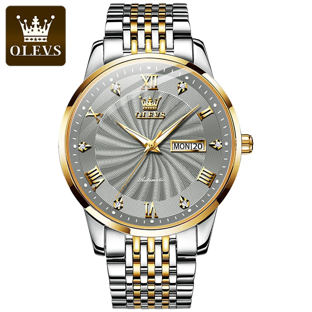 45832597537000 Experience the ultimate in luxury and style with the OLEVS Stainless Steel Watch for Men. Made from high-quality stainless steel, this watch boasts a sleek and modern design that will elevate any outfit. With its precise timekeeping and durable construction, this watch is sure to be a valuable addition to your collection.
