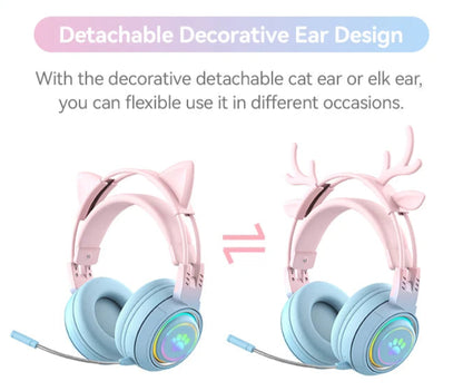 Enhance your audio experience with these Cute Antlers/Cat Ear Wireless Bluetooth Headphones. Stay connected without the hassle of wires and enjoy a playful design with antlers or cat ears to make a statement. 