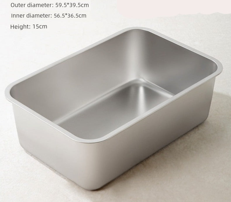 46134637494504 Reduce odors with this Stainless Steel Splash-Proof Cat Litter Box. Its durable design prevents smells from permeating into the metal, unlike plastic alternatives. Keep your home smelling fresh while providing your cat with a hygienic litter box. Expertly crafted to last and eliminate unpleasant odors.