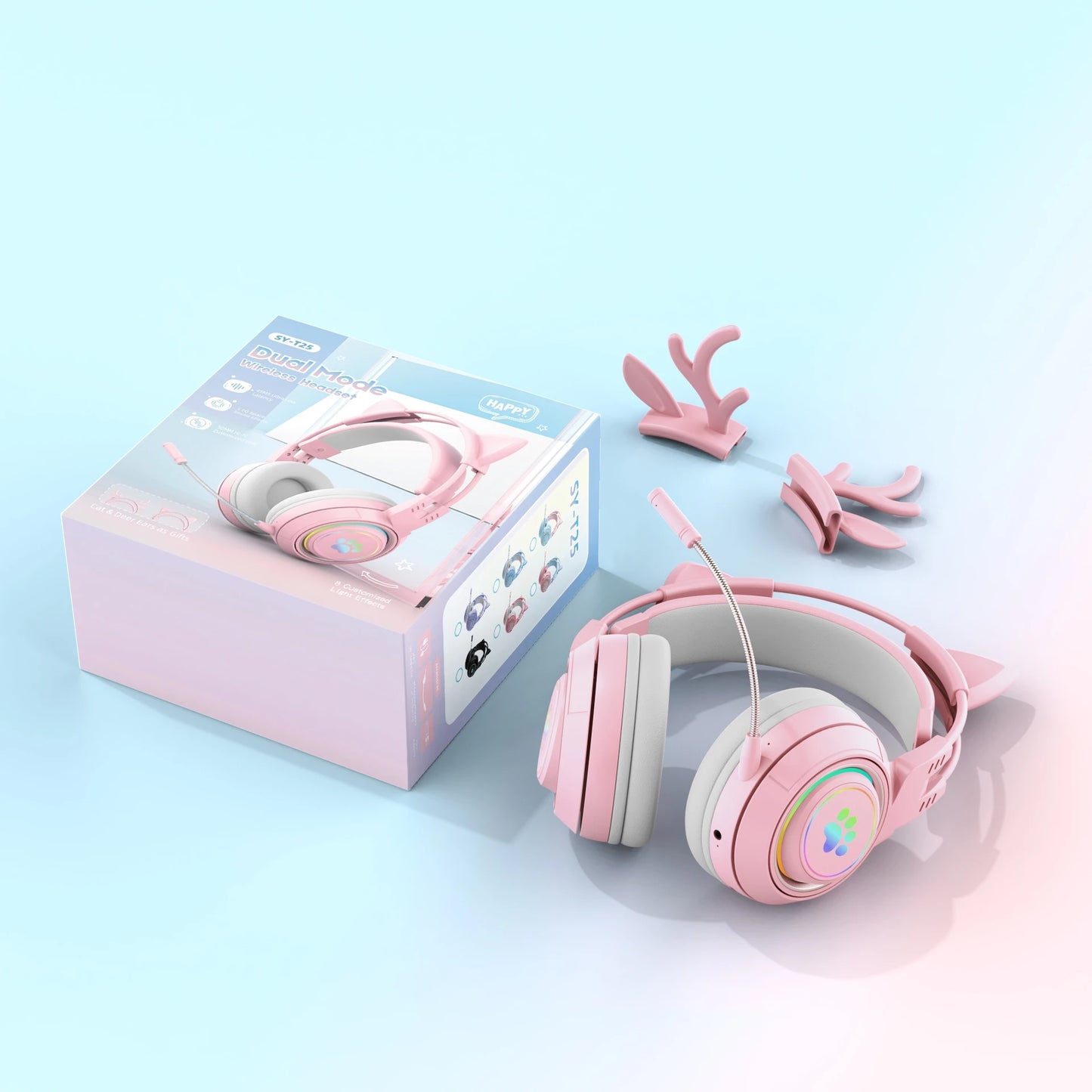 Enhance your audio experience with these Cute Antlers/Cat Ear Wireless Bluetooth Headphones. Stay connected without the hassle of wires and enjoy a playful design with antlers or cat ears to make a statement. 