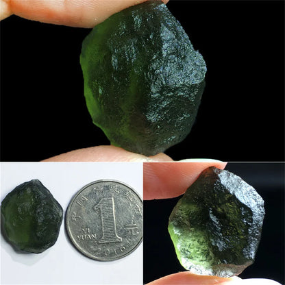 As an expert in the crystal industry, we present to you the Natural Rough Cut Green Moldavite Energy Crystal. Sourced from the Czech Republic, this crystal is known for its powerful energy and potential to enhance mental clarity and spiritual growth. Each crystal is unique with natural rough cuts, making it a one-of-a-kind addition to any collection.