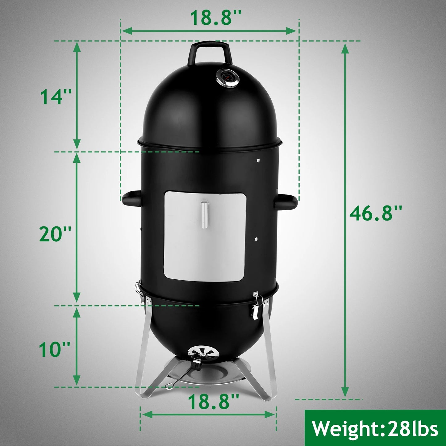 Heavy Duty Three Layered Steel Charcoal Smoker