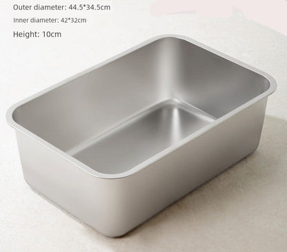 46134637363432 Reduce odors with this Stainless Steel Splash-Proof Cat Litter Box. Its durable design prevents smells from permeating into the metal, unlike plastic alternatives. Keep your home smelling fresh while providing your cat with a hygienic litter box. Expertly crafted to last and eliminate unpleasant odors.