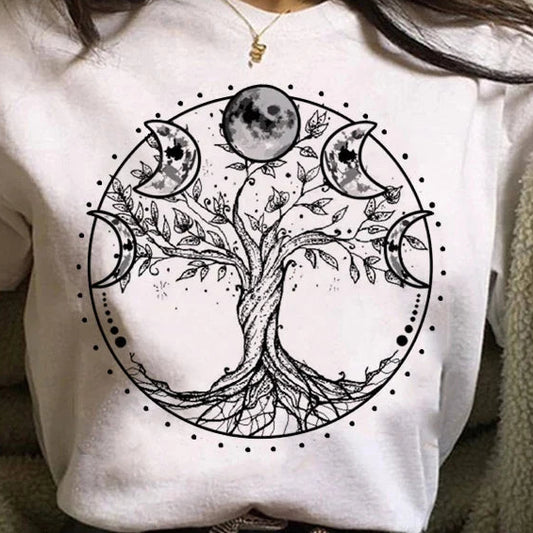 Moon Cycle Tree Short Sleeve T-Shirt