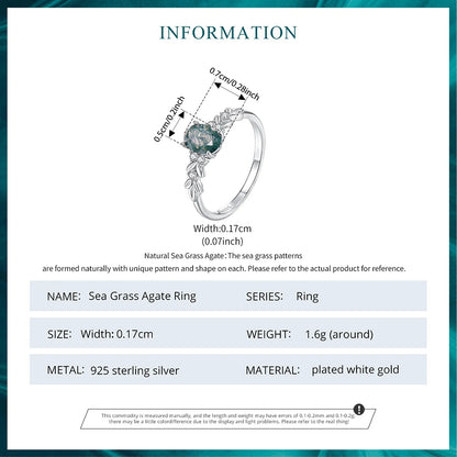 Natural Moss Agate 925 Sterling Silver Ring