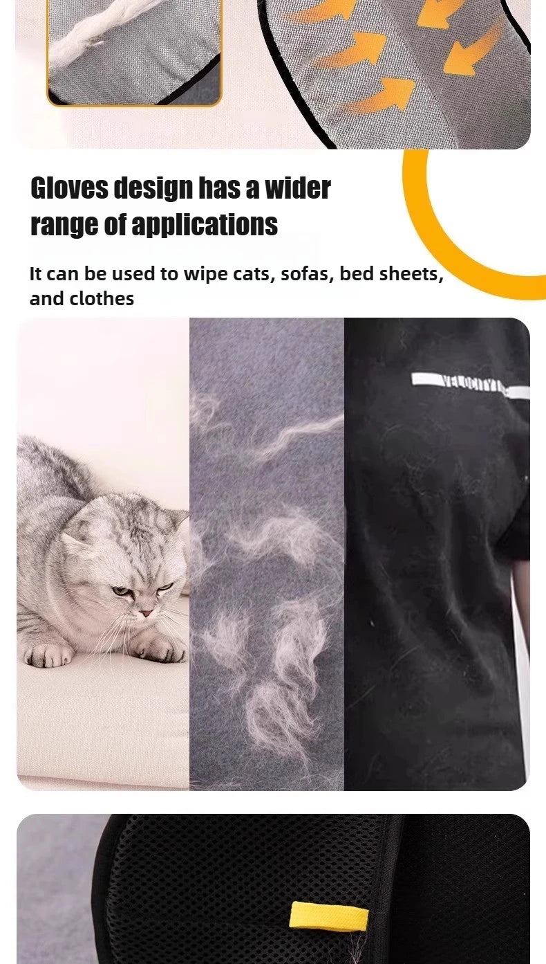 Gloves with text about their wide range of applications, shown with a cat and smoke effect.