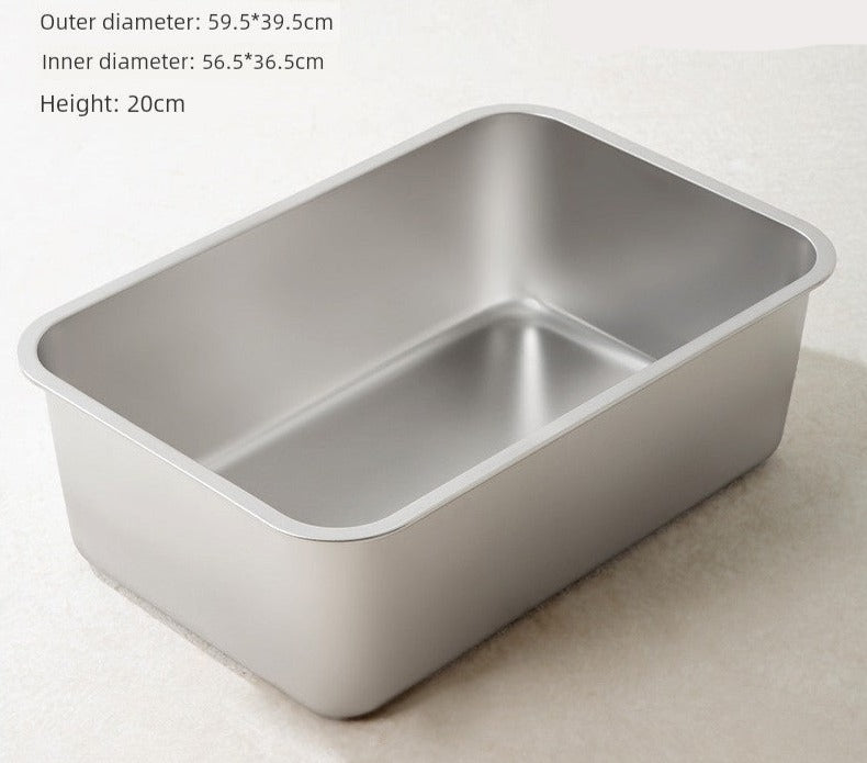 46134637527272 Reduce odors with this Stainless Steel Splash-Proof Cat Litter Box. Its durable design prevents smells from permeating into the metal, unlike plastic alternatives. Keep your home smelling fresh while providing your cat with a hygienic litter box. Expertly crafted to last and eliminate unpleasant odors.