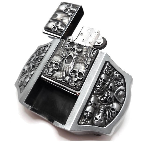 Make a bold, visually striking statement with this 3D Ghost Head Lighter Belt Buckle. With its edgy, 3D design, you'll be the center of attention wherever you go. Light up the night with this stunning accessory!