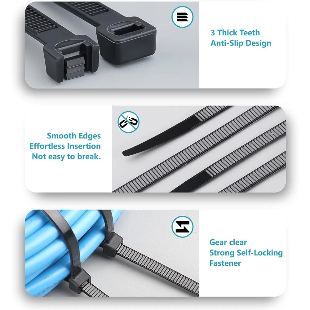 Cable tie with features highlighted on a white background