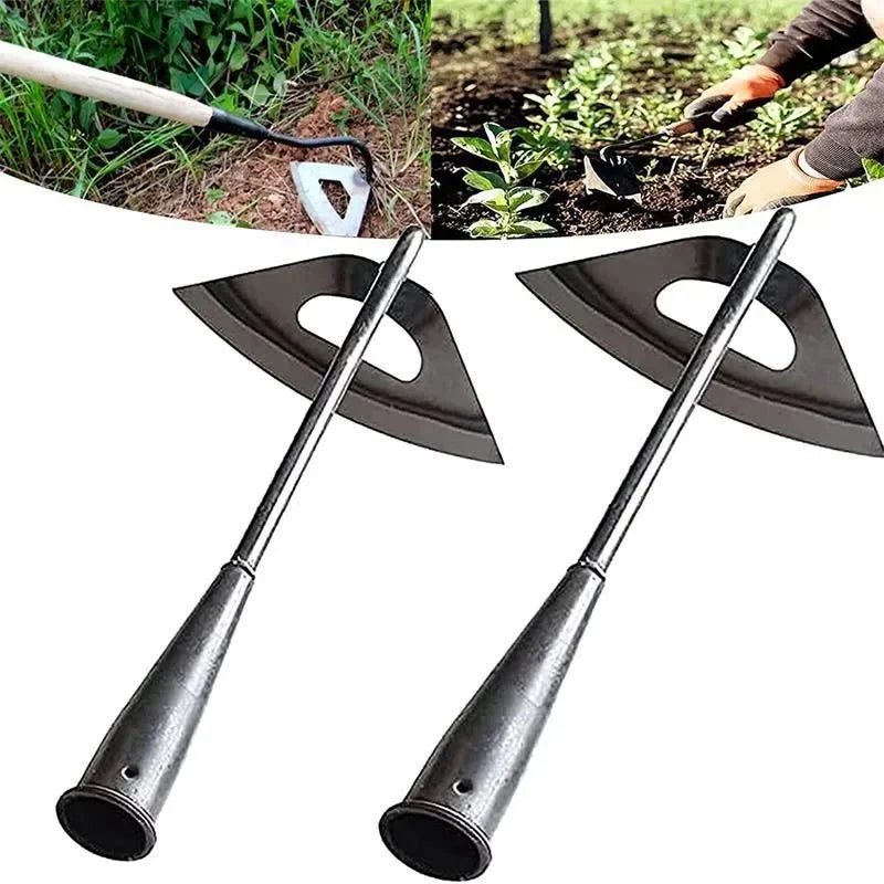 Two garden tools with handles on a white background, showing use in gardening.