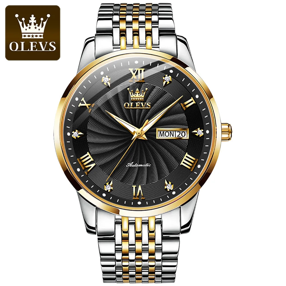 45832597700840 Experience the ultimate in luxury and style with the OLEVS Stainless Steel Watch for Men. Made from high-quality stainless steel, this watch boasts a sleek and modern design that will elevate any outfit. With its precise timekeeping and durable construction, this watch is sure to be a valuable addition to your collection.