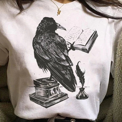 Crow Reading a Spell Book Short Sleeve T-Shirts