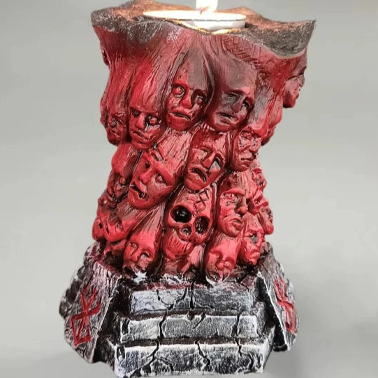 Unleash your wild side with the Halloween Souls in Hell Skull Rune Candle Holder! Channel your inner daredevil and set the spooky mood with this hauntingly beautiful piece. Perfect for any Halloween decor, this holder adds a bold touch to your home. Dare to be different and light up your space with this unique accent.