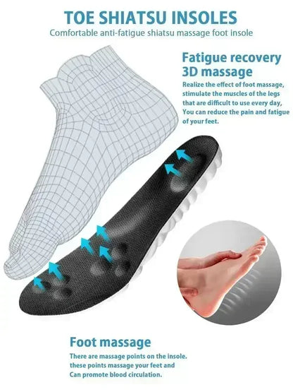 Toe Shiatsu Insoles with massage points on a white background