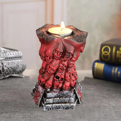 46721294926056 Unleash your wild side with the Halloween Souls in Hell Skull Rune Candle Holder! Channel your inner daredevil and set the spooky mood with this hauntingly beautiful piece. Perfect for any Halloween decor, this holder adds a bold touch to your home. Dare to be different and light up your space with this unique accent.