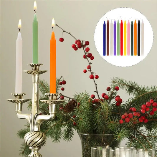 Add a touch of sophistication to your home with our 12pcs 16cm Colored Casting Candles. Each candle is carefully crafted with vibrant colors and a long-lasting burn time. Illuminate any space with these elegant and exclusive candles, perfect for any occasion.