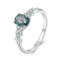 Natural Moss Agate 925 Sterling Silver Ring