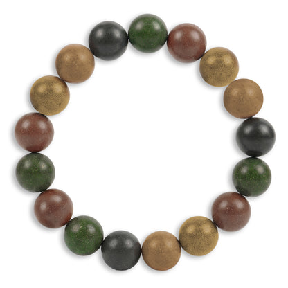 Multicolored beaded bracelet on a white background