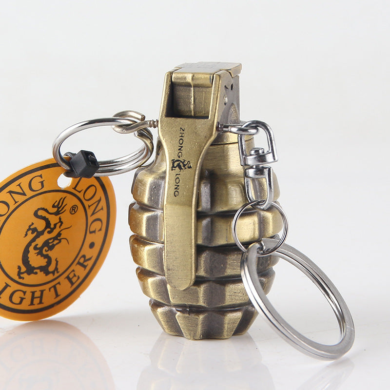 This unique Metal Grenade Grinding Wheel Open Flame Lighter is perfect for cigar aficionados and casual smokers alike. With a durable metal housing and an adjustable open flame, it's designed to provide a long-lasting, dependable light in any situation. 