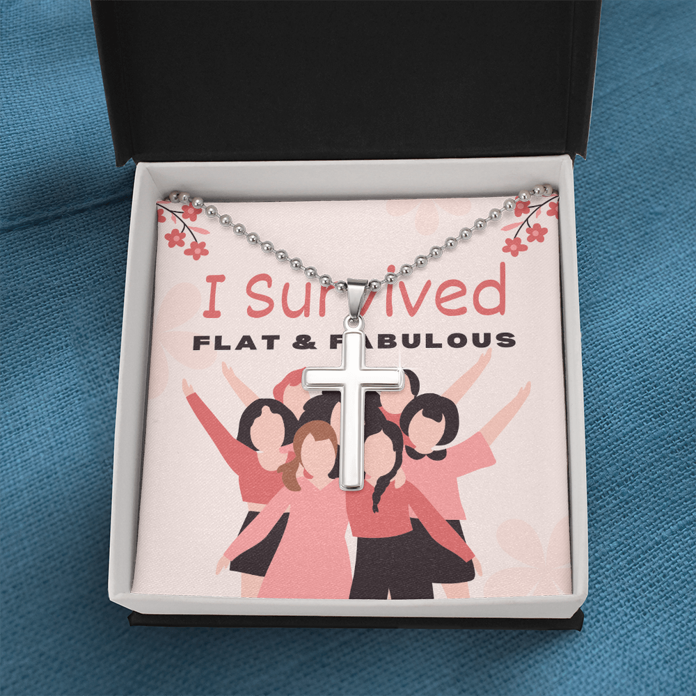 Wear your strength and faith with this meaningful I Survived Breast Cancer with Faith Cross Necklace. A beautiful tribute to resilience and hope, this piece celebrates your journey and unwavering spirit.